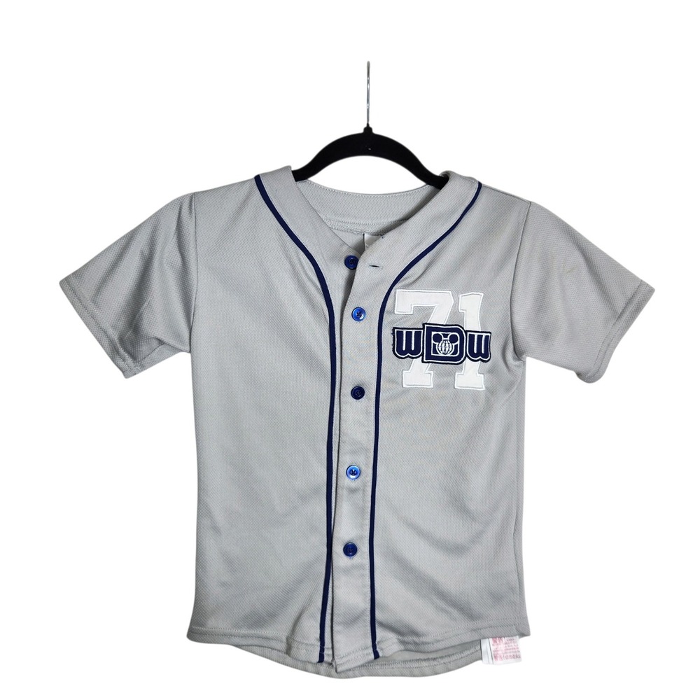Disney World Kids Grey Baseball Jersey WDW 71 Castle Logo Small